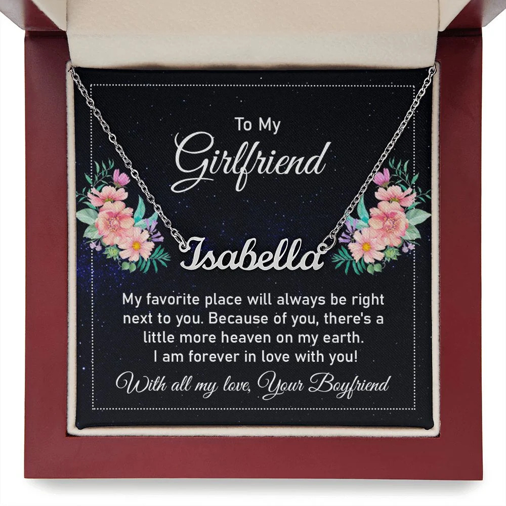 To My Girlfriend My Favorite Place Personalized Name Necklace Stainless Steel Cu